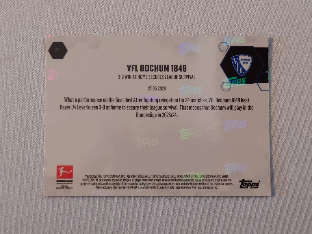 topps now 浅野拓磨 VfLボーフム 日本代表 #213 16