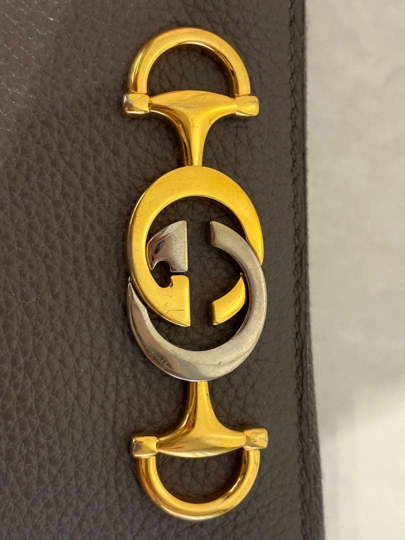 グッチ GUCCI ズゥミ カーフレザーラウンドファスナー グレー 570661