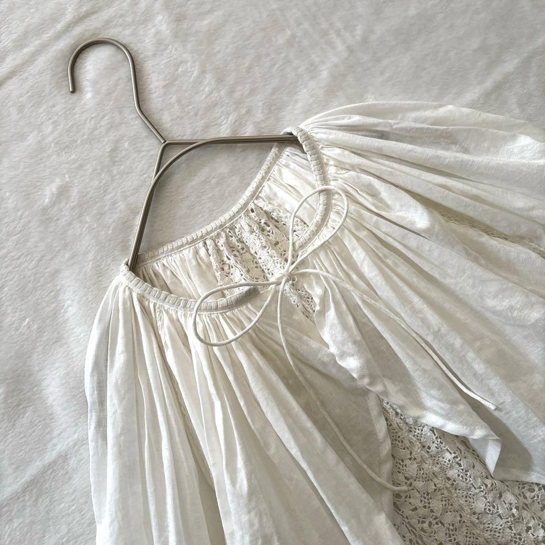 BEAMSBOY ビームスボーイ コットン リネン ギャザー ボレロ ホワイト