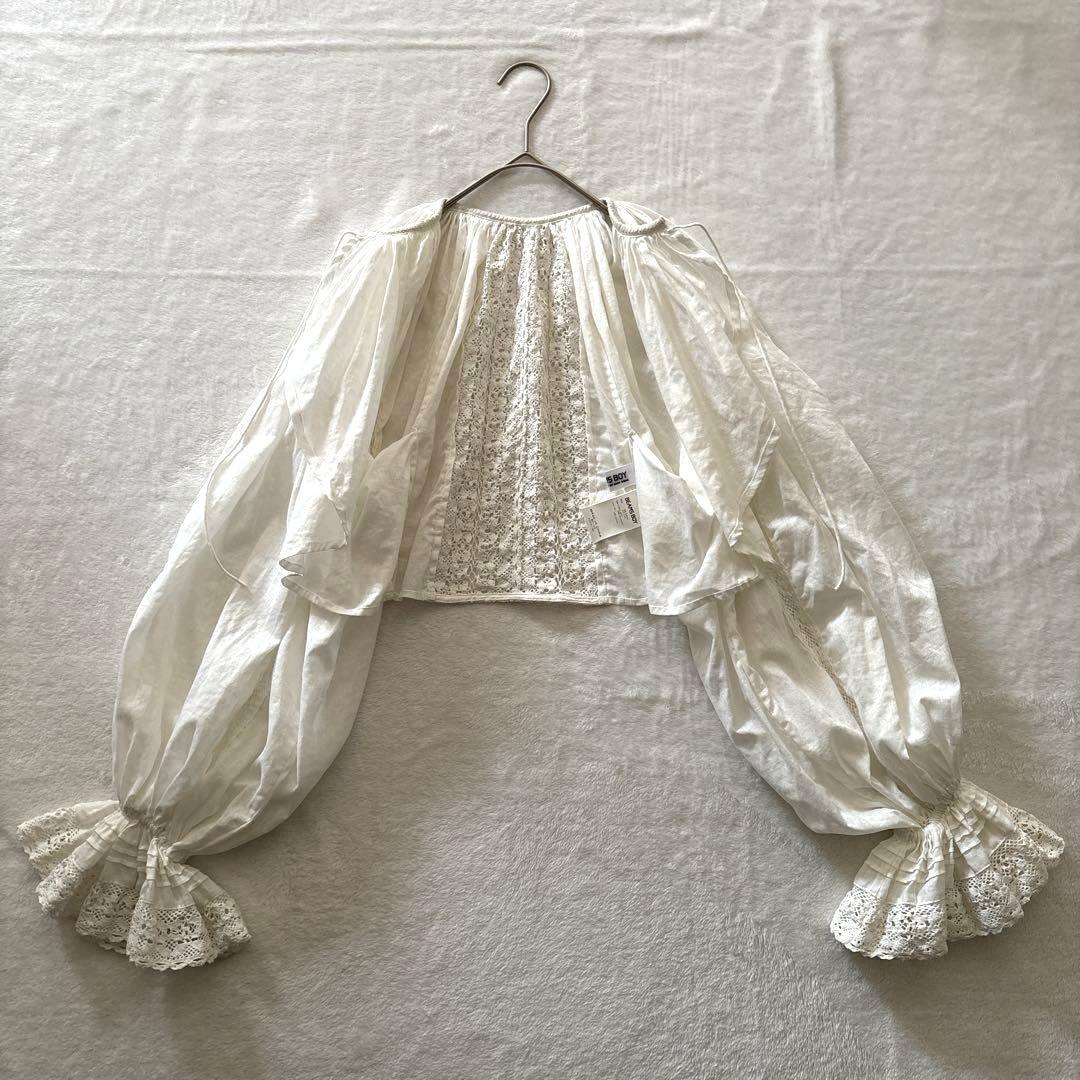 BEAMSBOY ビームスボーイ コットン リネン ギャザー ボレロ ホワイト