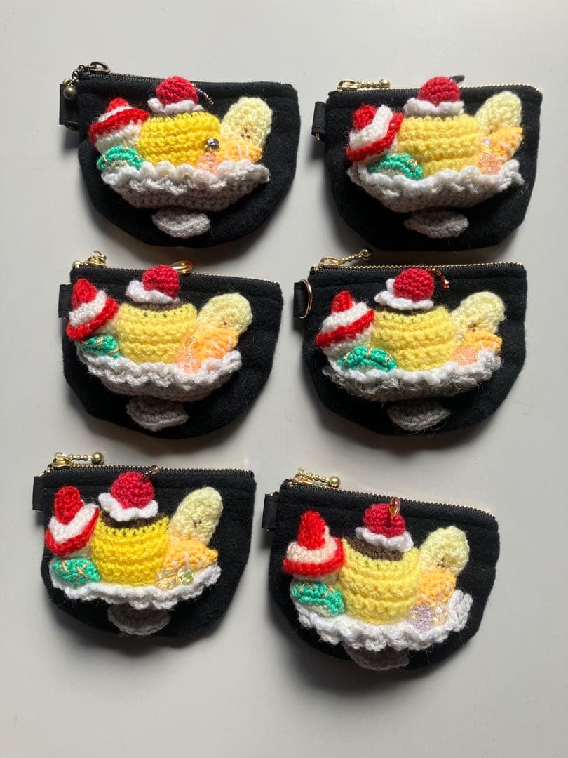 「たくや様リクエスト」編みぐるみ　ポーチ☆プリン、ケーキおまとめ