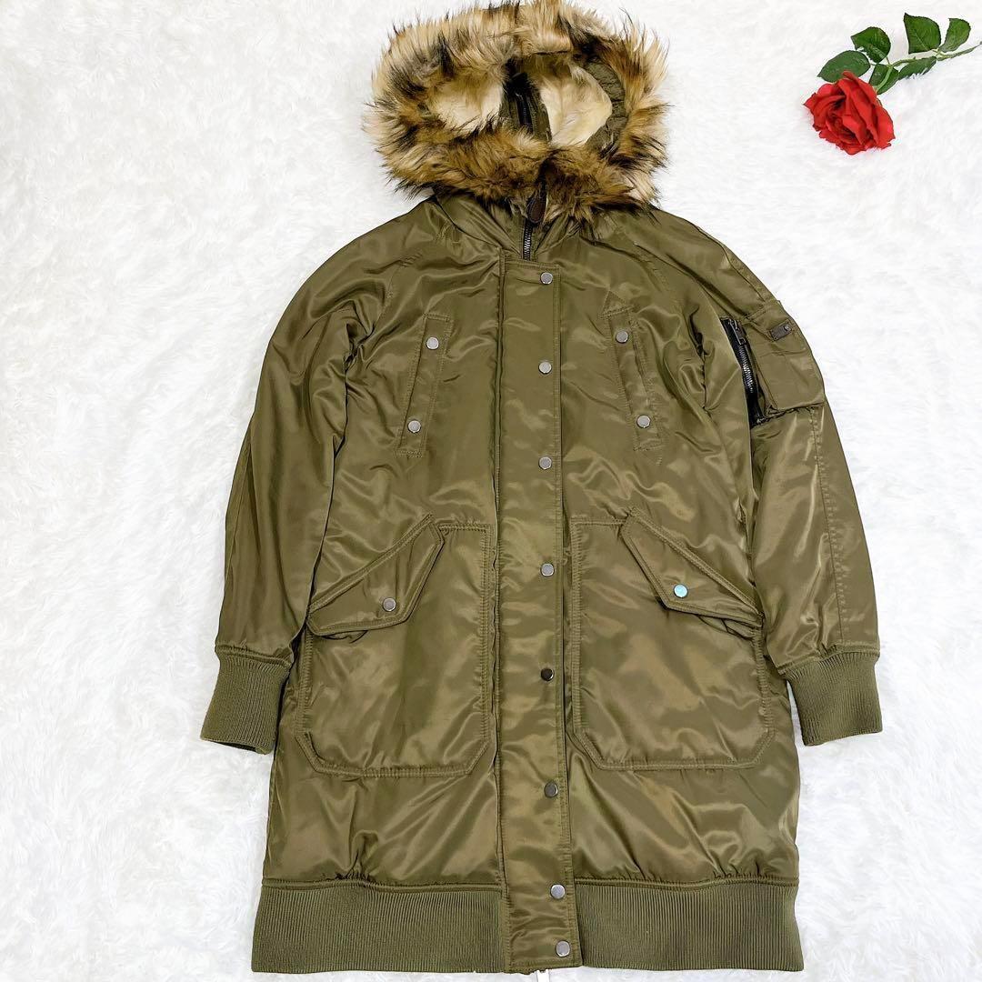 極美品✨　diesel モッズコート　ロング　ファー　カーキ　レディース