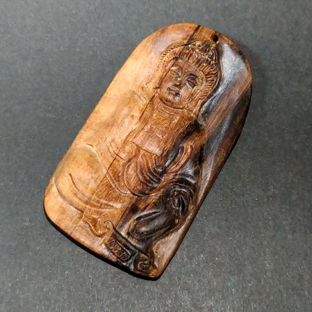 最高品質 天然沈香 彫物 観音細工 約9.1g ネックレストップ 香木