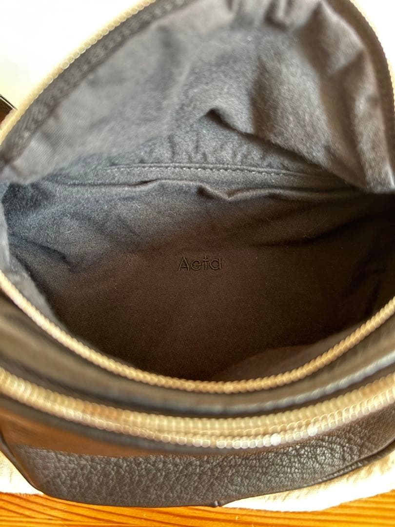 aetaアエタ　ウエストポーチブラックレザー ボディバッグ 保存袋付き