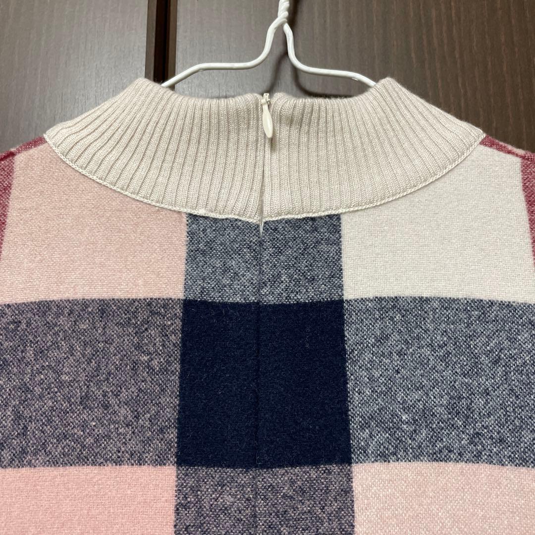 ブルーレーベル クレストブリッジ ニットワンピース ピンクチェック柄　38