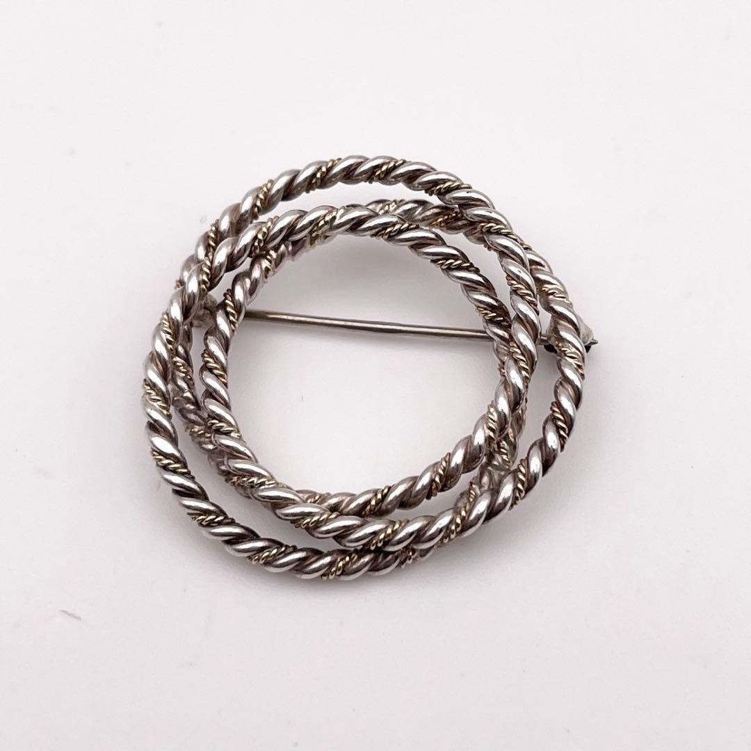 【美品】Tiffany& Co. コンビサークル ブローチ シルバー アクセ