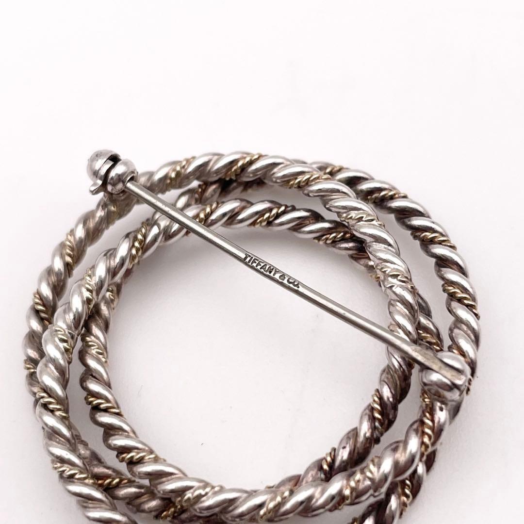 【美品】Tiffany& Co. コンビサークル ブローチ シルバー アクセ