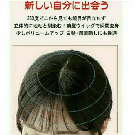 人毛100% 前髪付き 部分ウィッグ つむじ地肌総手植え ヘアピース16cm