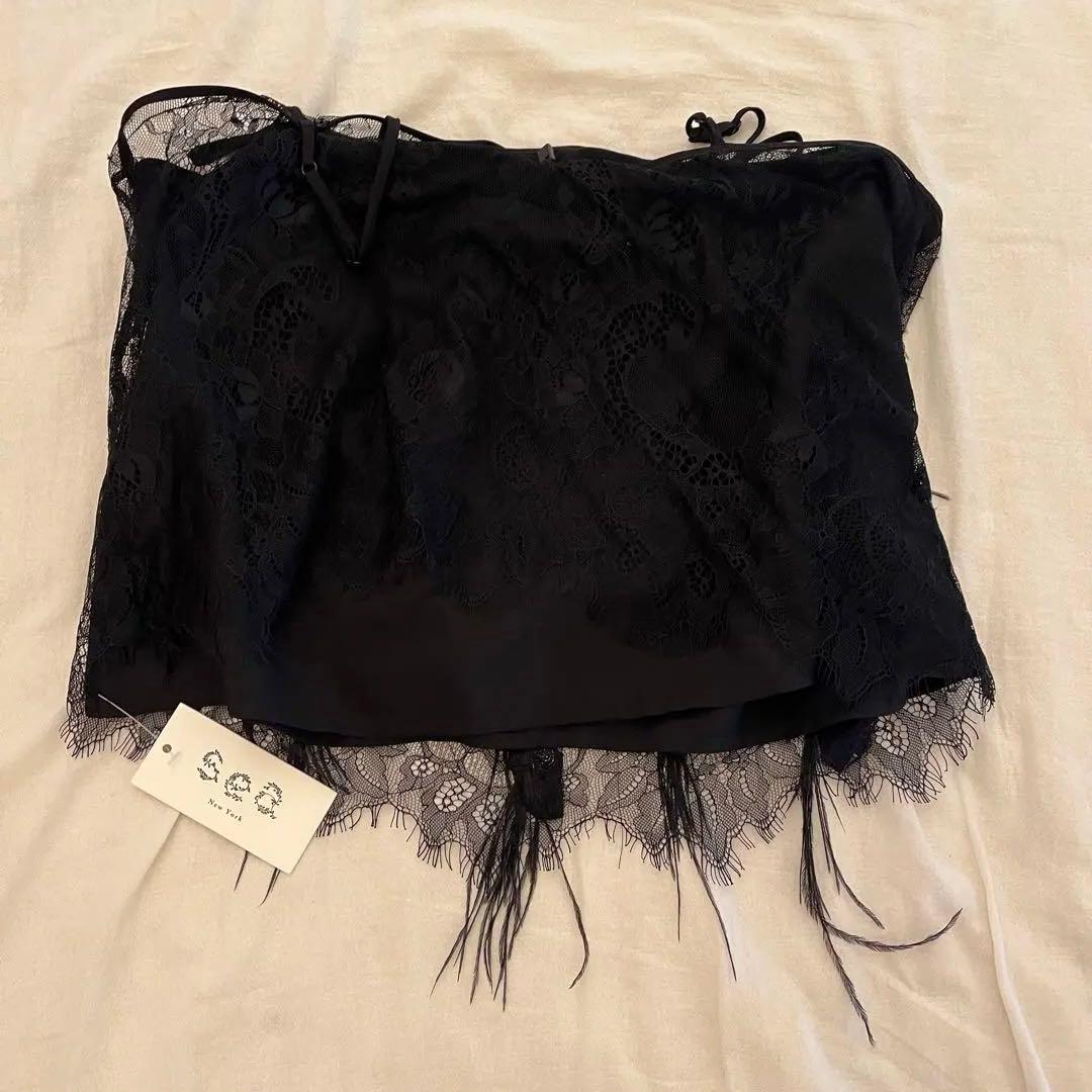 新品未使用sea ny 黒 花柄刺繍 フリンジキャミソール