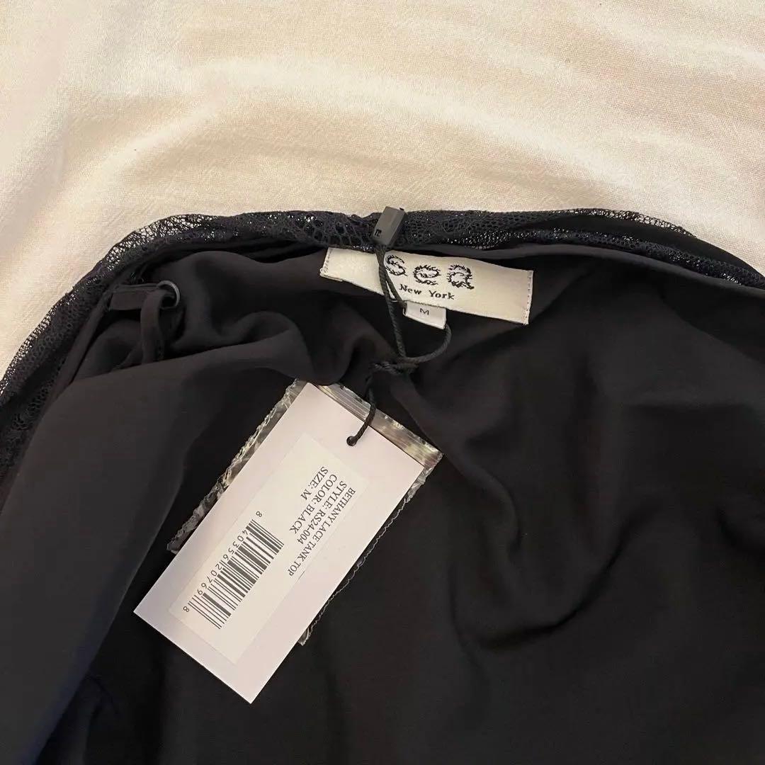 新品未使用sea ny 黒 花柄刺繍 フリンジキャミソール