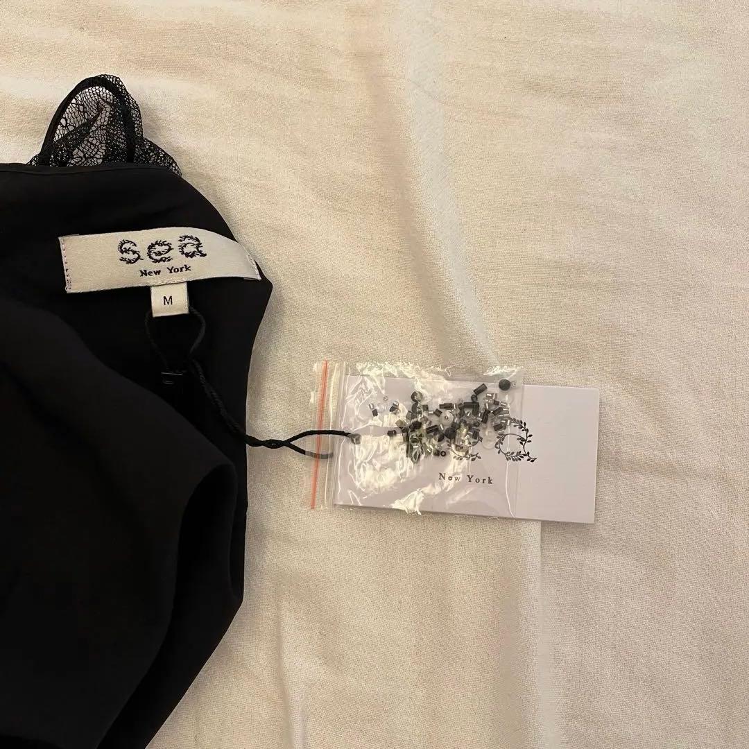 新品未使用sea ny 黒 花柄刺繍 フリンジキャミソール