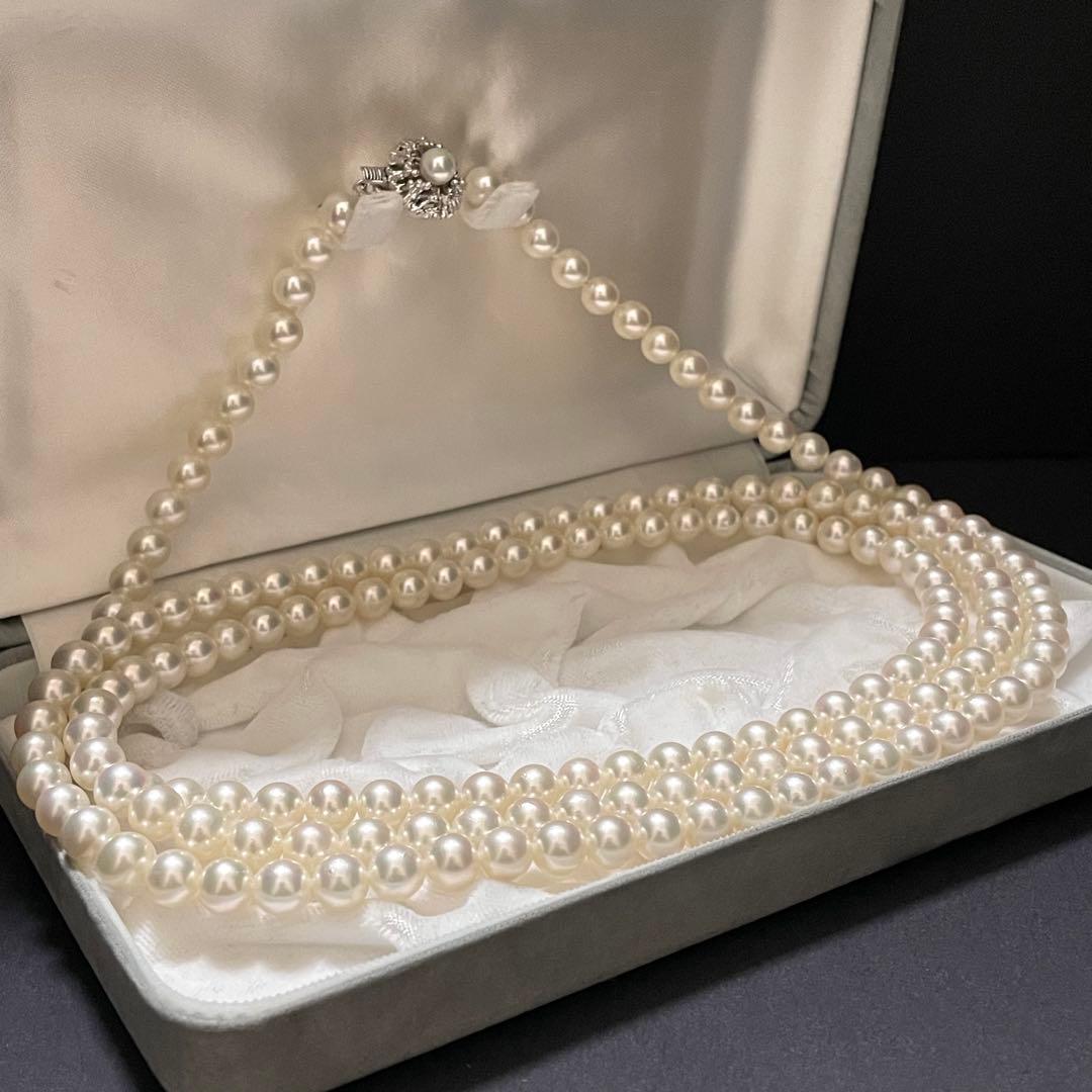 ゆゆゆ様おまとめページ【美品✨テリ良】あこや真珠 ロングネックレス パール 3連