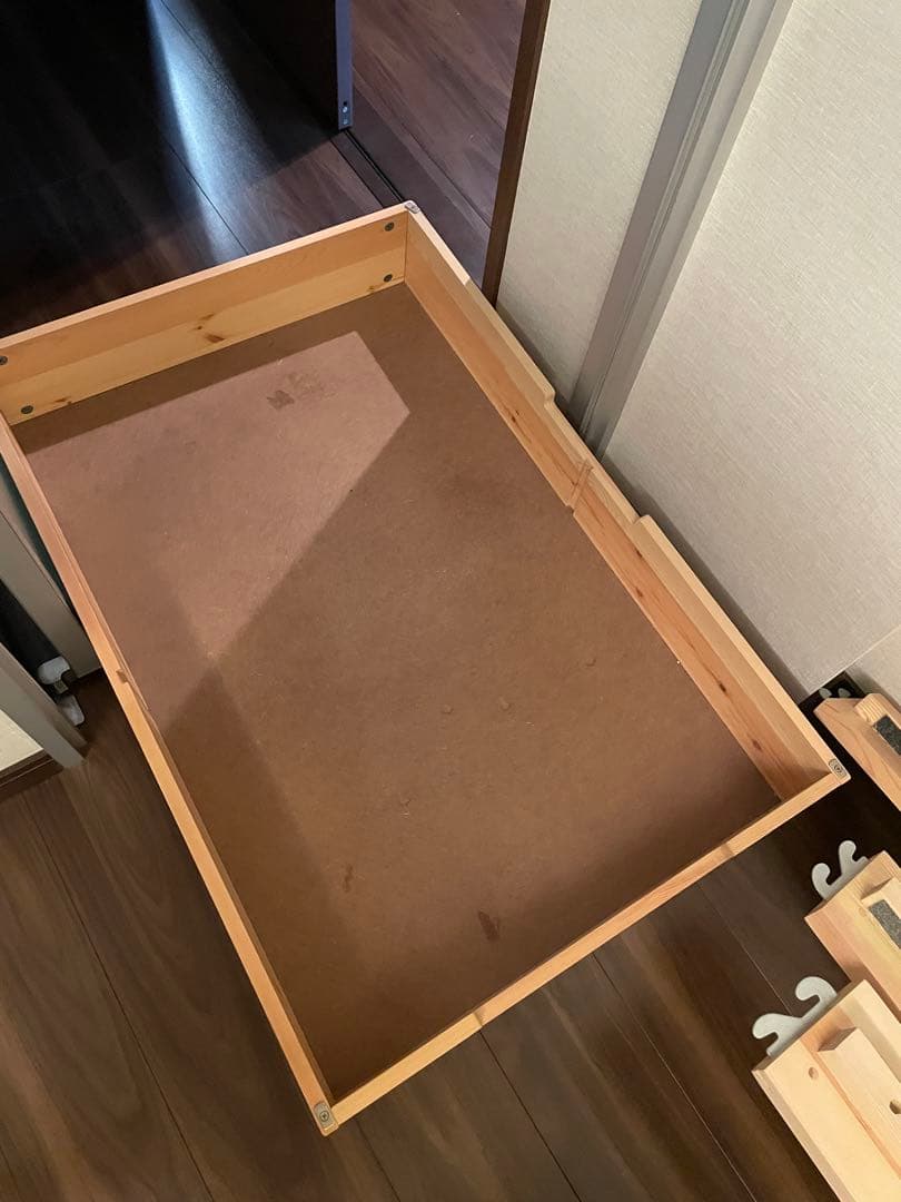 木製シングルベッドフレーム×2 引き出し×2