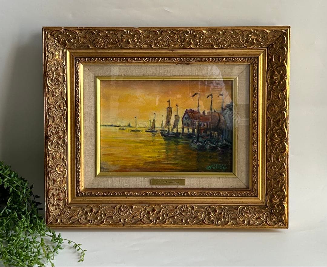 油彩画 Volendam 作家銘あり　額絵　美術品