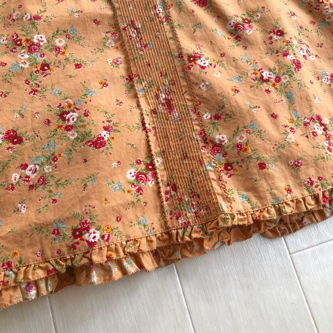 ピンクハウス 花柄 ピンタック ピコフリル 重ね着風 ジャンパースカート