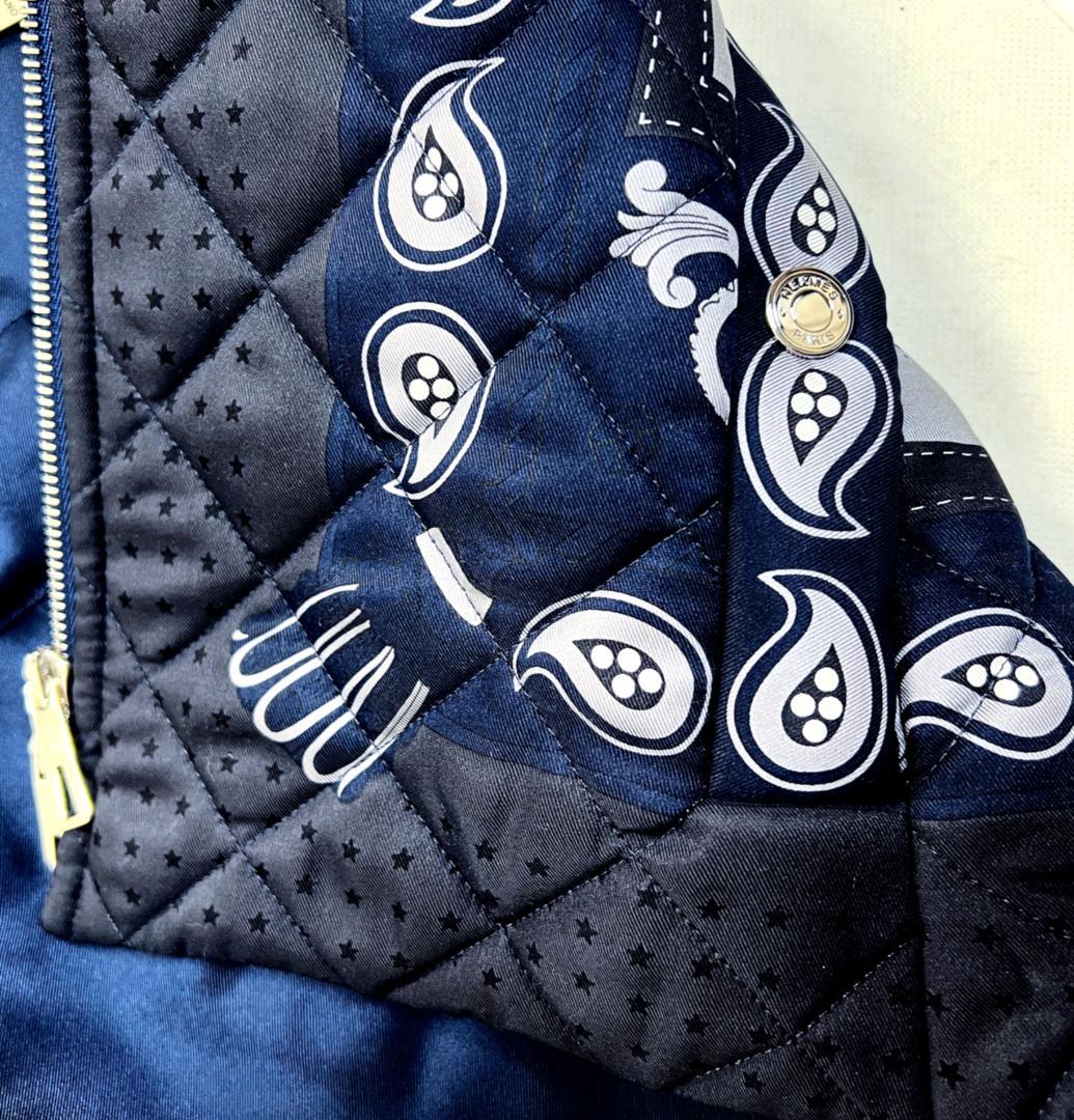 未使用★HERMES★シルク★カシミヤダウン★バンダナ★ベスト★ブルゾン