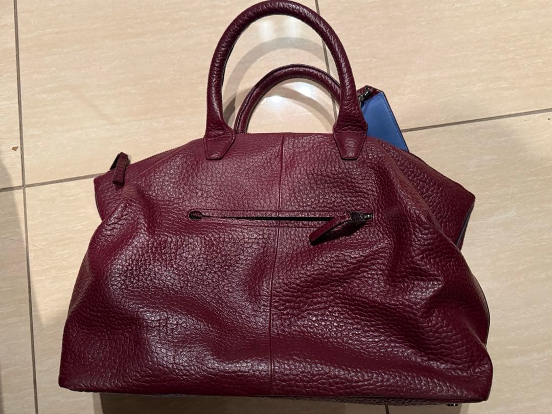 BREE ボルドー×ブルー レザーハンドバッグ トートバッグ A4 ビジネス