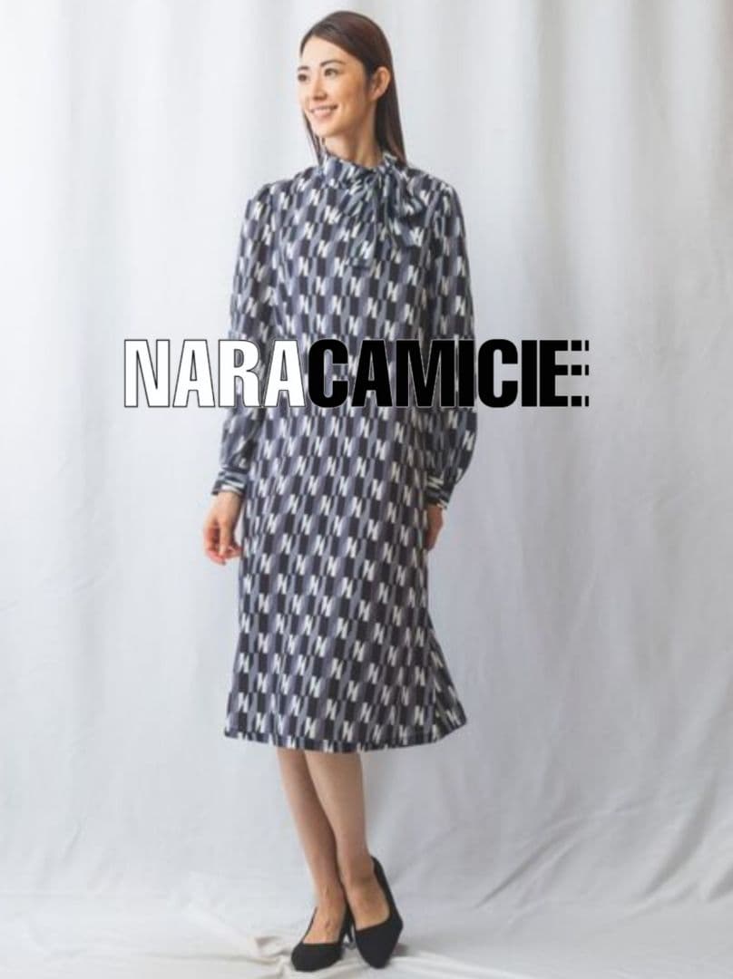 【極美品25300円】ナラカミーチェ♦️N柄リボンタイワンピース