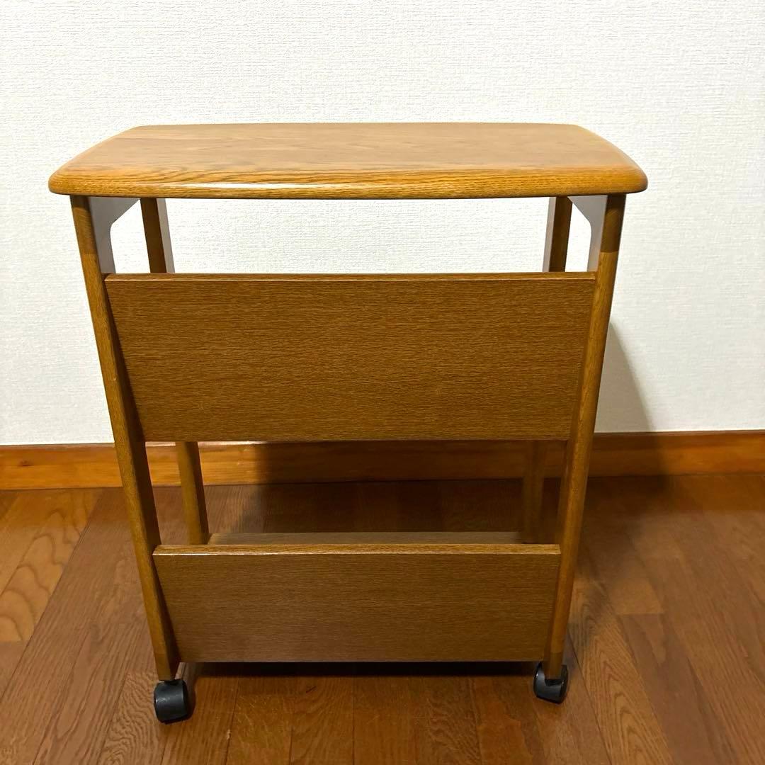 【良品】浜本工芸 マガジンテーブル ワゴン キャスター