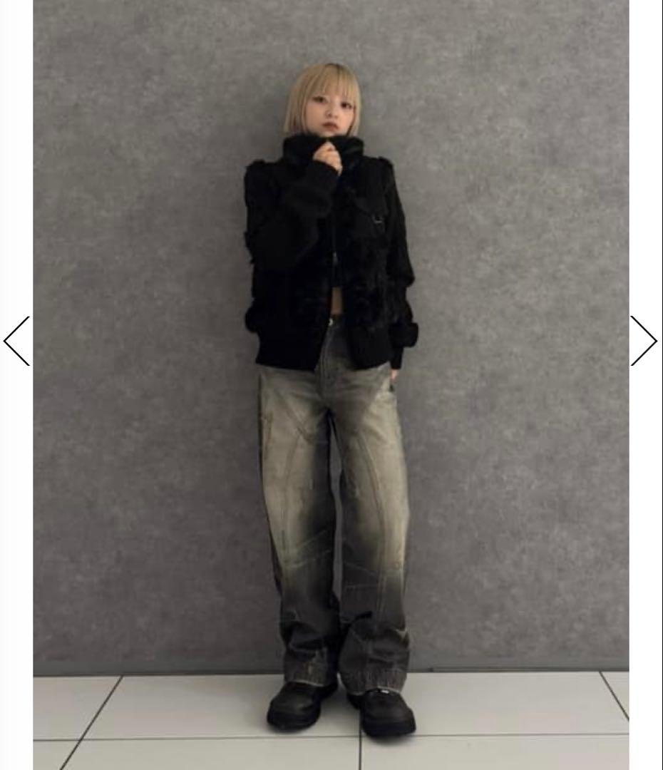 lagua gem ケーブルファーニットブルゾン　ブラック黒　ラグアジェムy2k