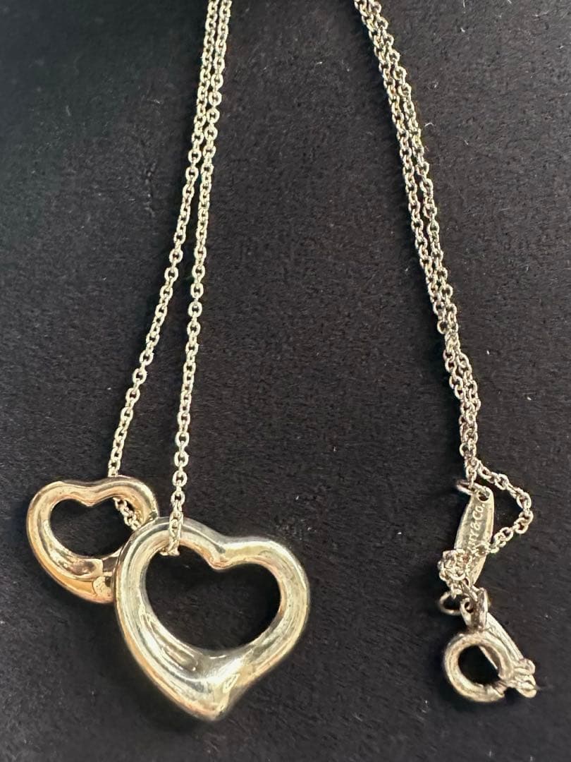 ★ TIFFANY ネックレス AU750 オープンハート ゴールドコンビ★