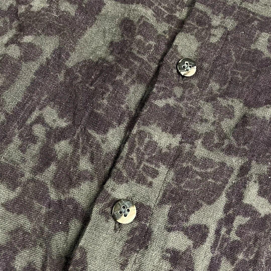 プランテーション ウール総柄ボトルネックブラウス シャツ 花柄