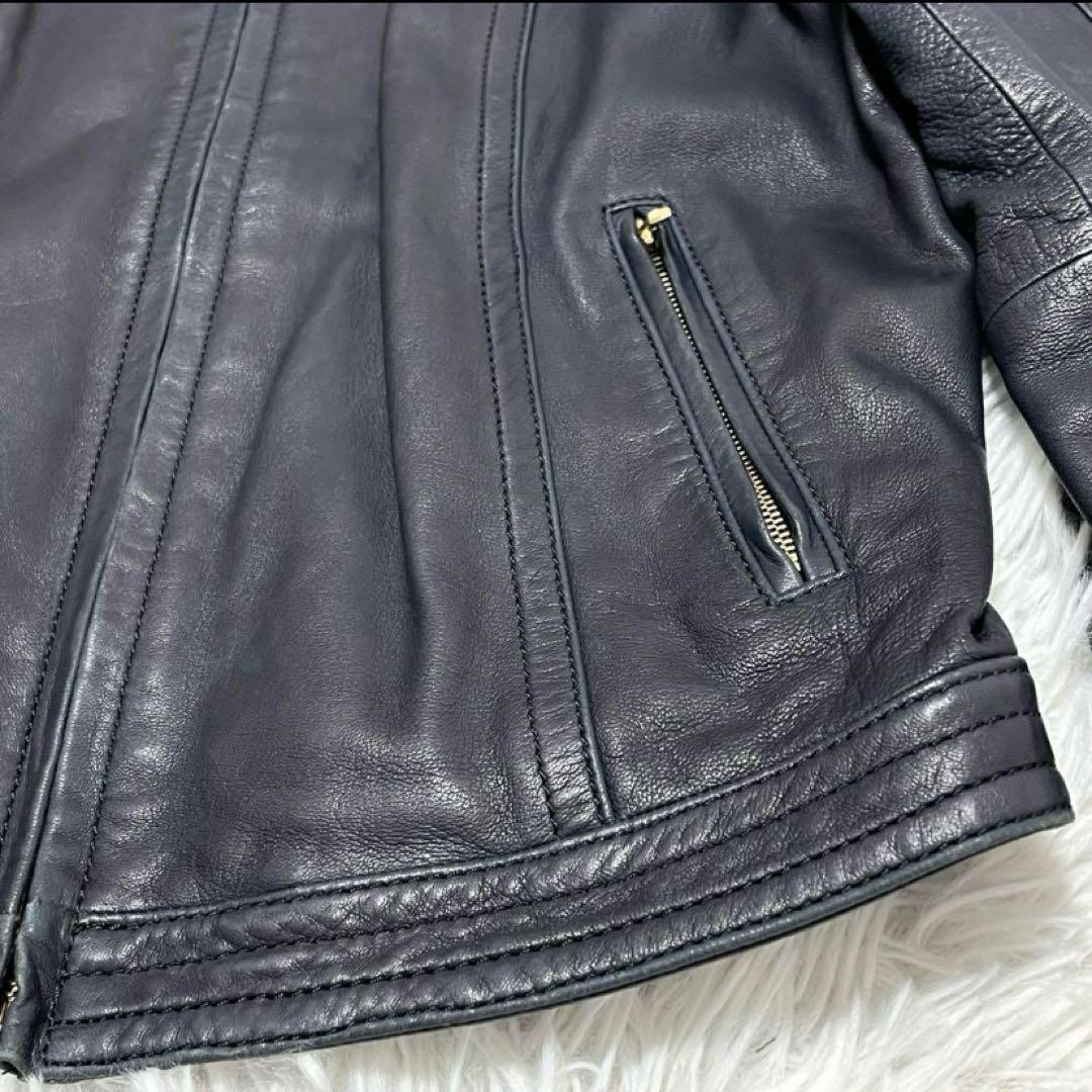 ガンちゃん　ラムレザージャケット　ジップアップブルゾン