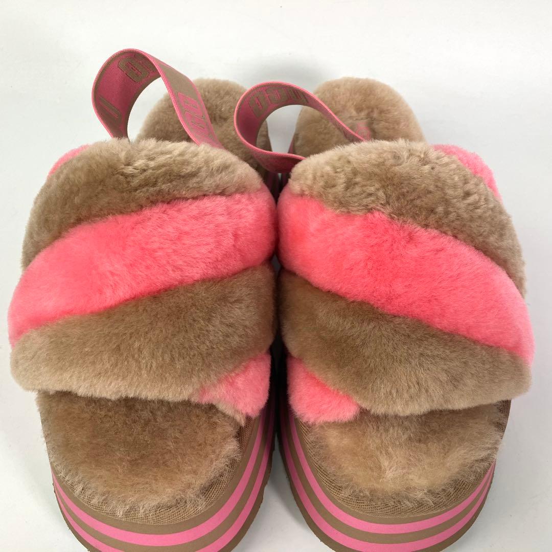 【未使用級】UGG ディスコストライプスライド　バックストラップ　厚底　26cm