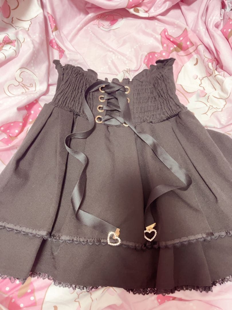 ♡ LIZ LISA 2連リボンベルトスカパン　ブラック ♡