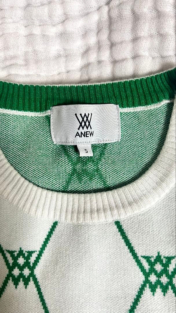 【美品】ANEW GOLF ダイヤモンドパターン セーター Sサイズ