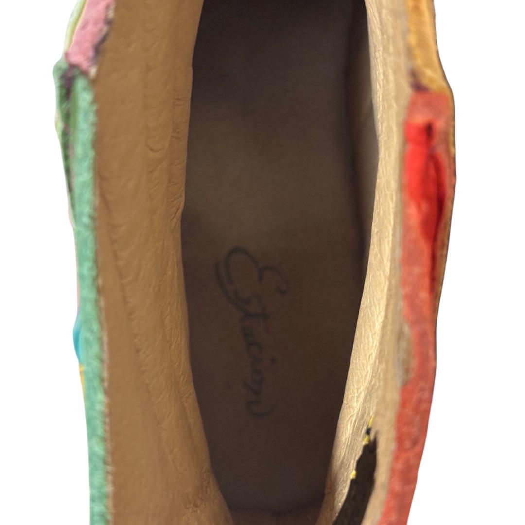 【美品】estacion エスタシオン　ショートブーツ　マルチカラー　人気　L