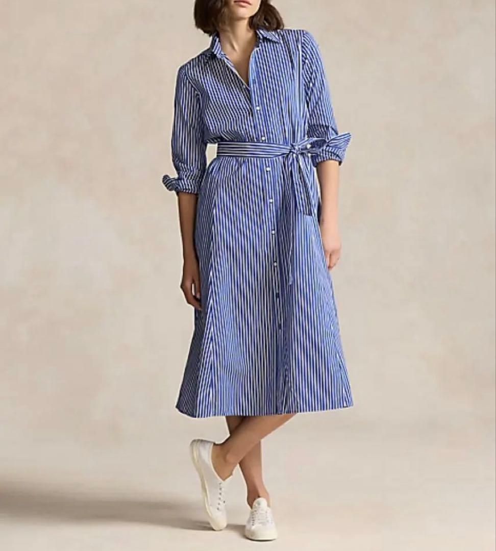 【極美品】ポロラルフローレン 24SS シャツワンピース ロング丈 ベルト付 0