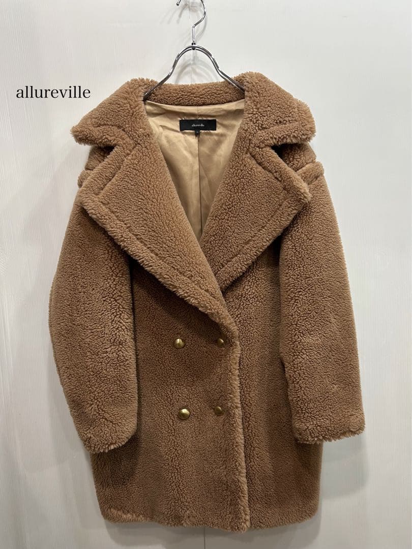 allureville アルアバイル ウールMIXボアピーコート ブラウン美品♡