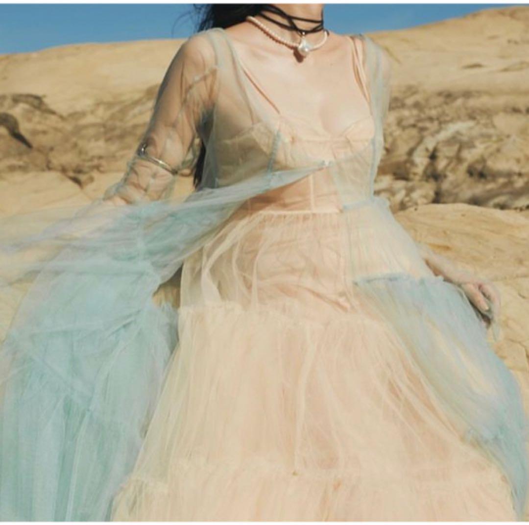 723 seven two three チュールキャミソール ペールブルー