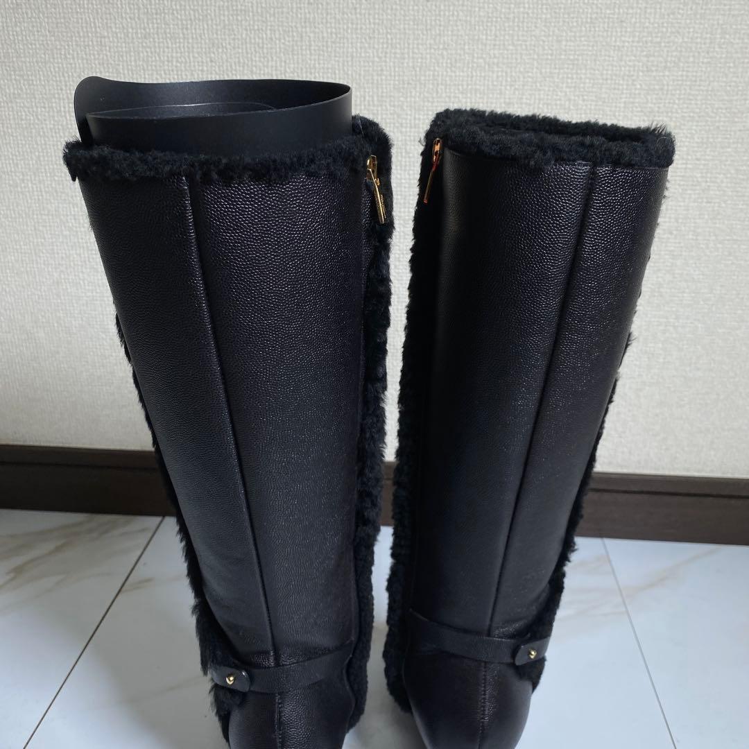 現行♡サルヴァトーレフェラガモ シボ革 ボア ムートンロングブーツ ガンチーニ