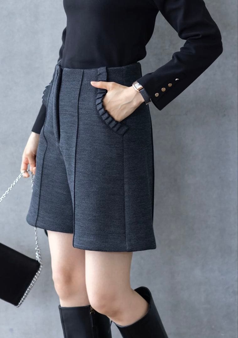 【アメノチハレ】トラペーズショートパンツ　グレー　サイズS 新品タグ付き