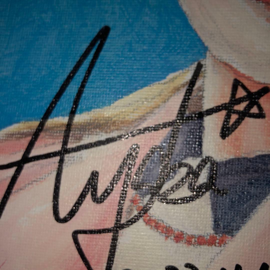 古江彩佳直筆サイン入り油絵、直筆サイン色紙【ミニ】オウンボールセット