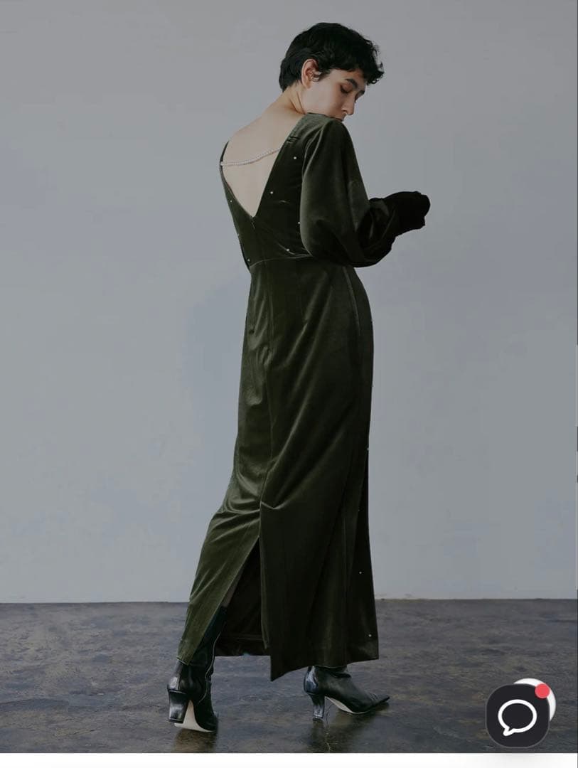 【美品/即日発送可】ameri vintage ベロア　パール付き　ドレス