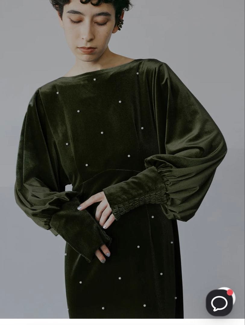 【美品/即日発送可】ameri vintage ベロア　パール付き　ドレス