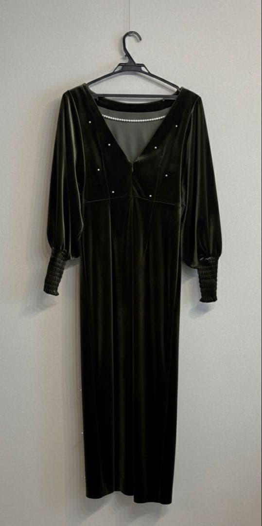 【美品/即日発送可】ameri vintage ベロア　パール付き　ドレス