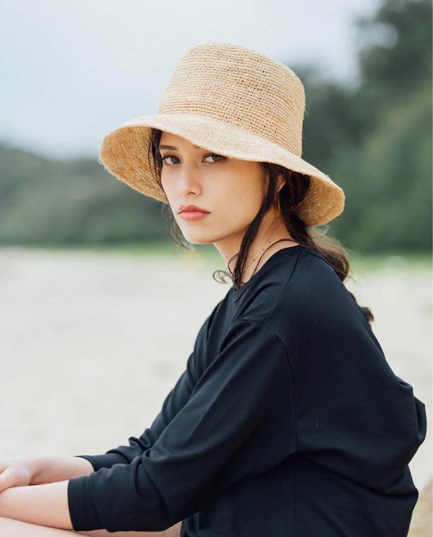 美品 marihoja 【Weave Raffia Fedra Hat】