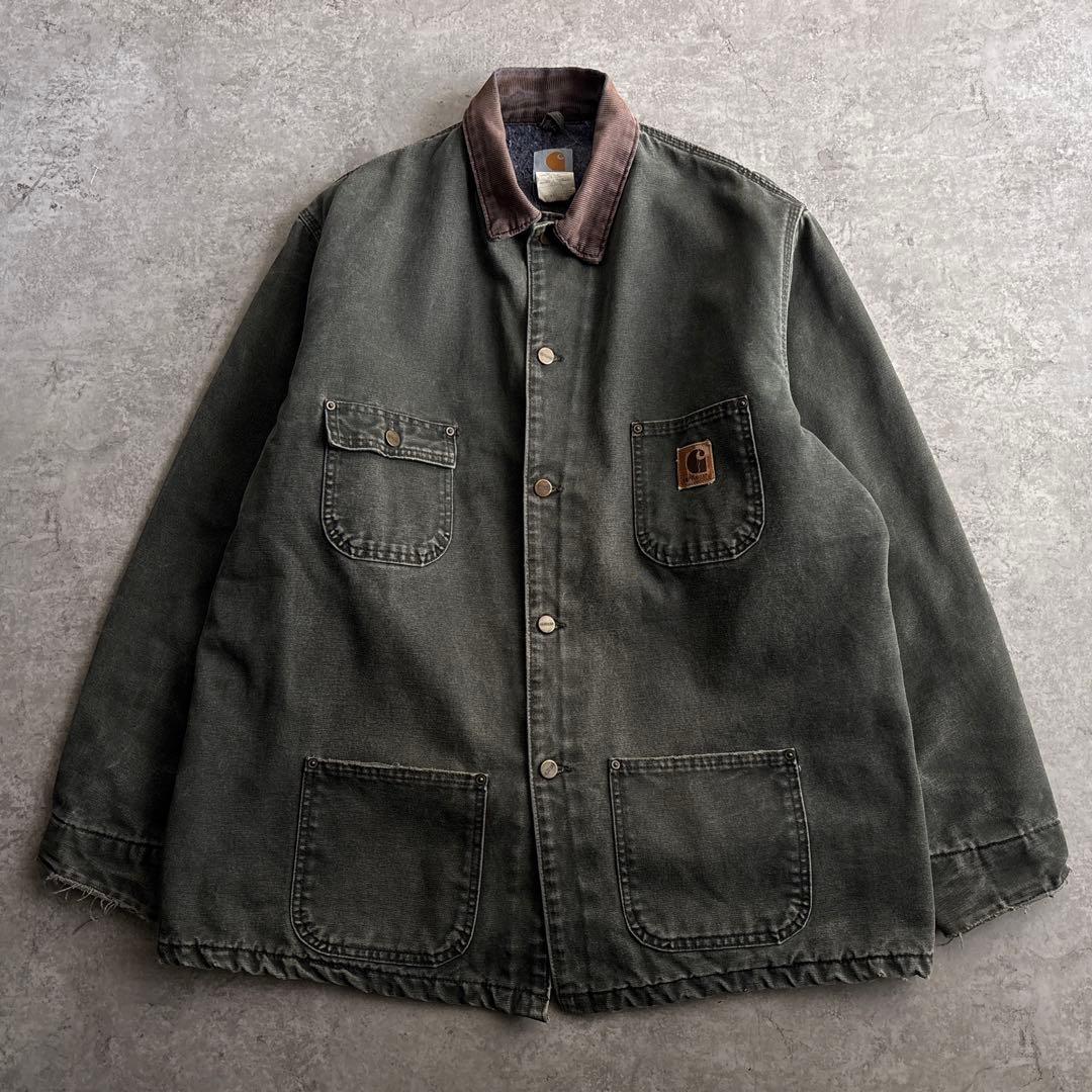 USA製■00's■carhartt【XL】モスグリーン チョアコート フェード