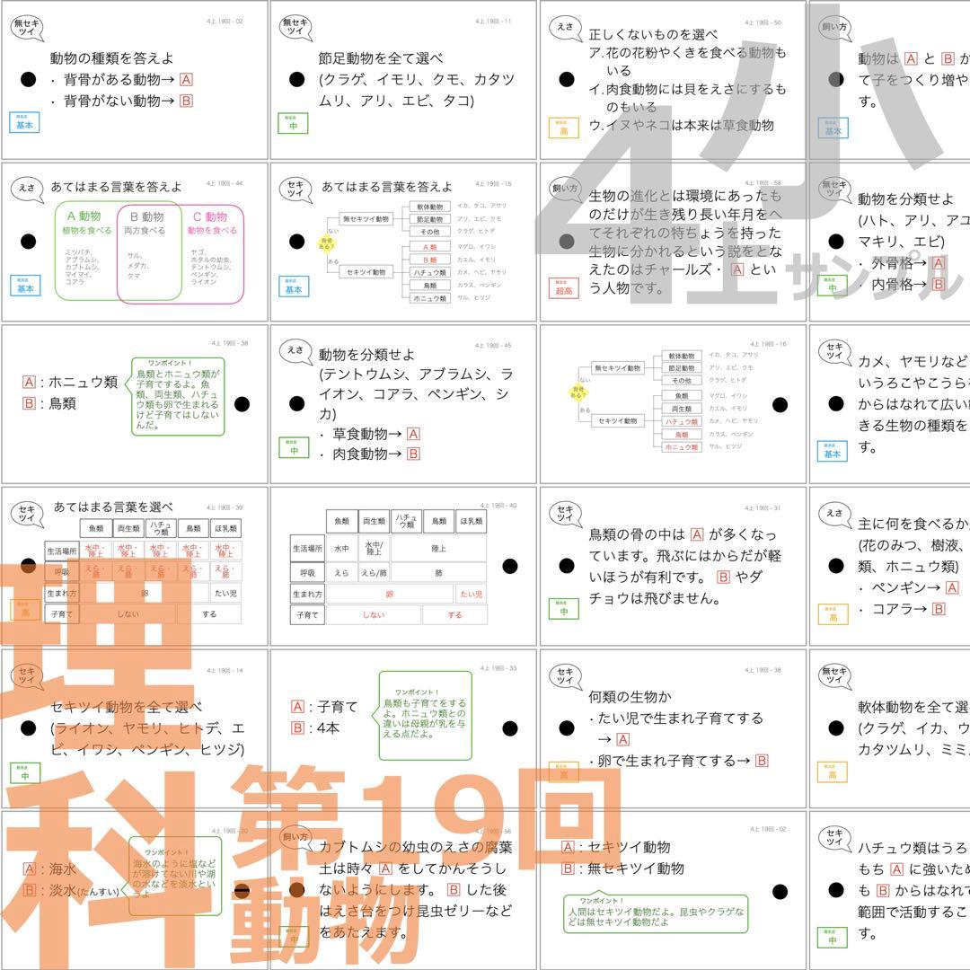 中学受験 暗記カード【4年上 社会・理科 6-19回】組分け対策 予習シリーズ