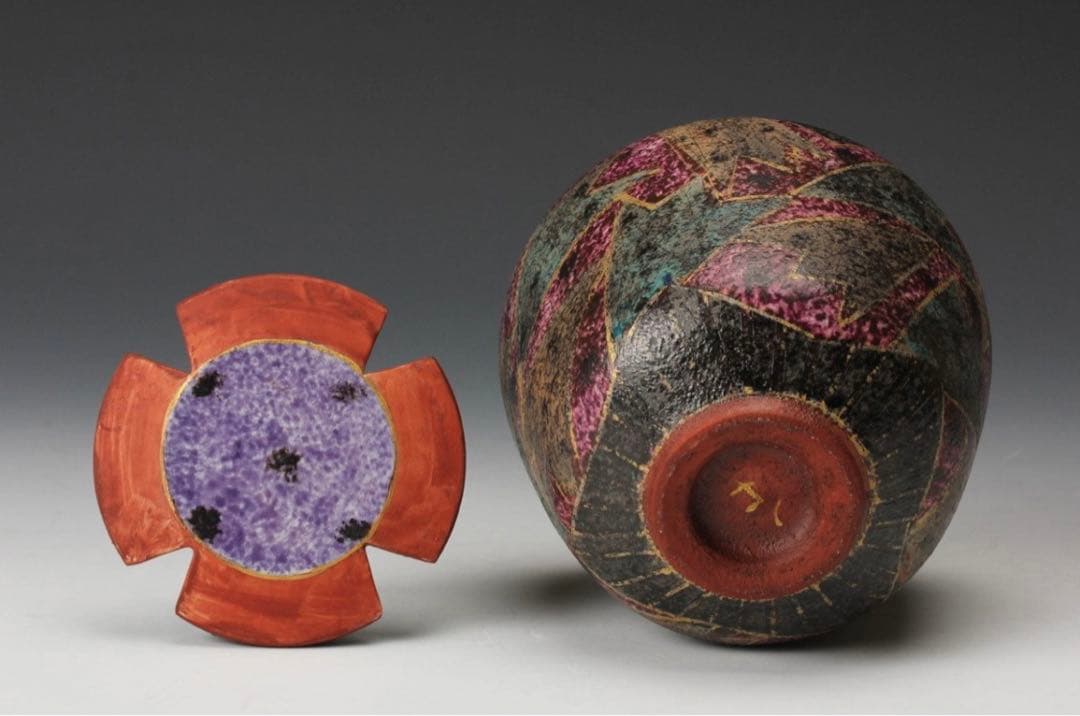 前田正博 色絵金銀彩　香炉 共箱 茶道具 煎茶道具 茶道具