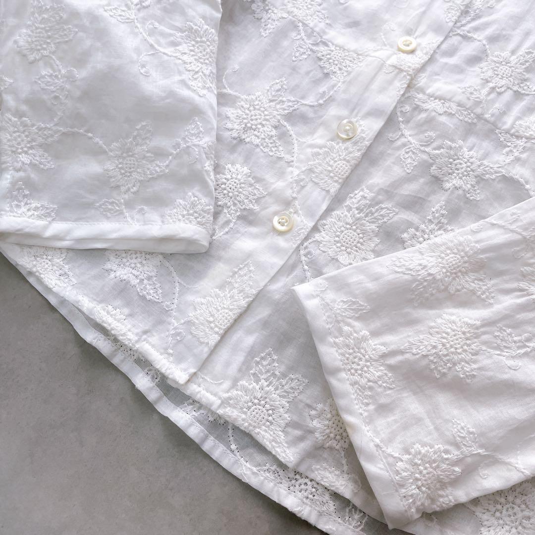 タグ付き美品✨コットンハウスアヤ カッスルクーム ブラウス ダリア 刺繍 M