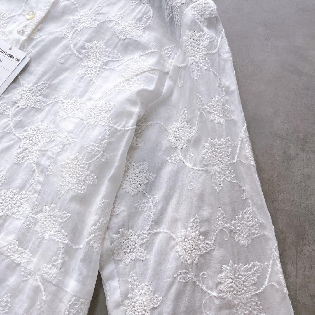 タグ付き美品✨コットンハウスアヤ カッスルクーム ブラウス ダリア 刺繍 M