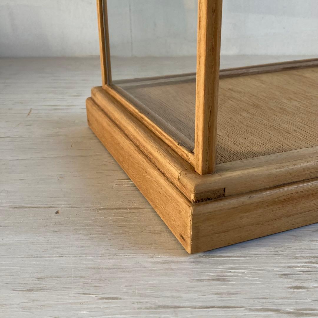 古い木製 ガラスケース 2段 卓上ショーケース 展示ケース 扉なし