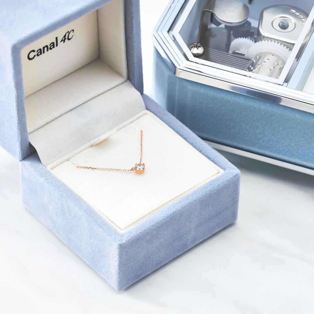 4°C 10K ダイヤモンド2ストーンネックレス