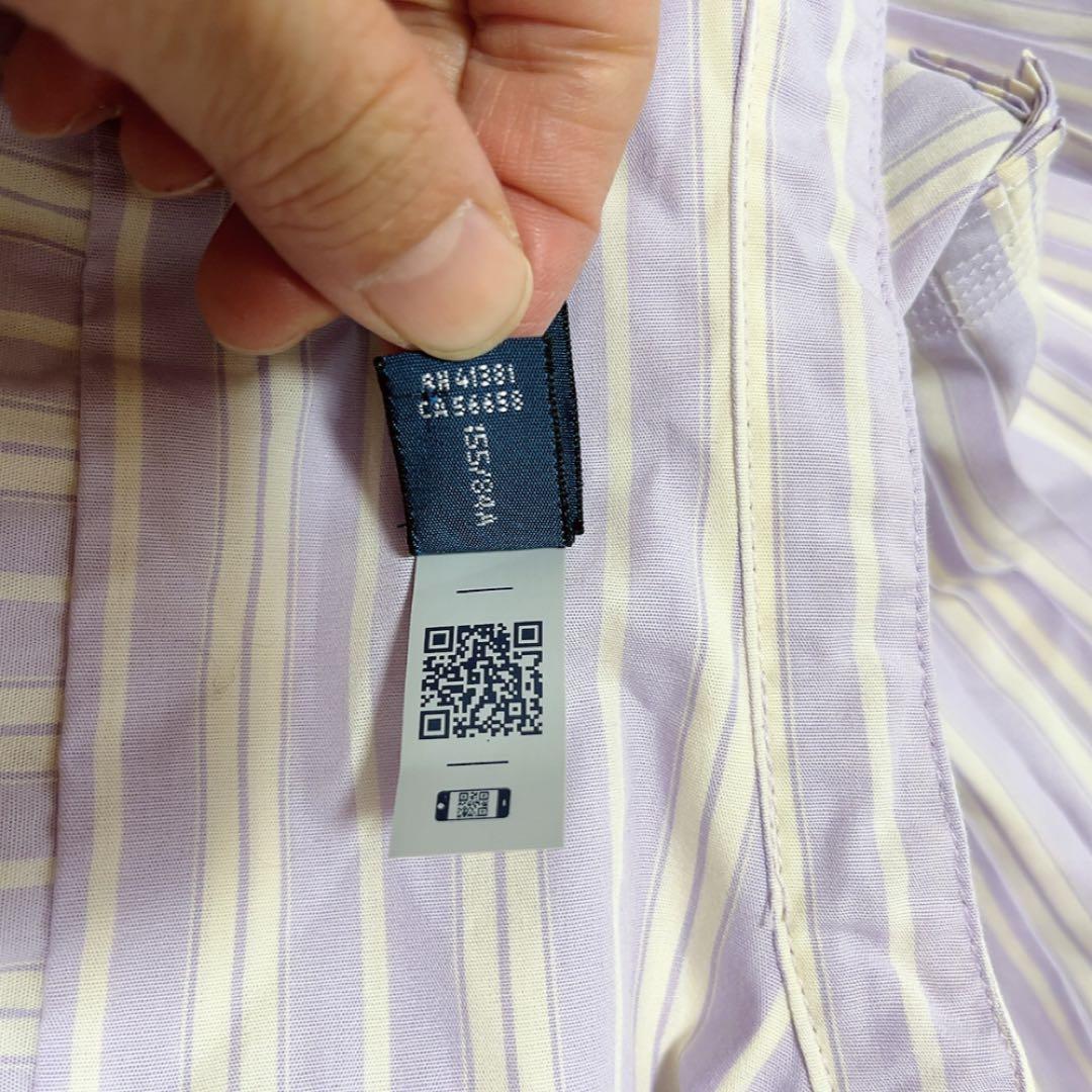 美品ポロラルフローレン プリーツヘムロングシャツワンピース ストライプ サイズ2