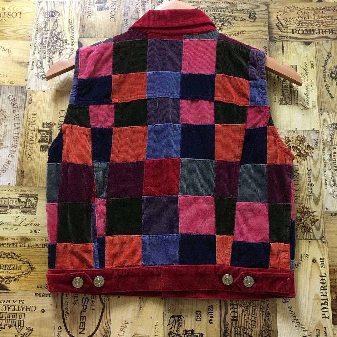 ユーロヴィンテージ　ラルフローレン コーデュロイベスト　デニム　パッチワーク